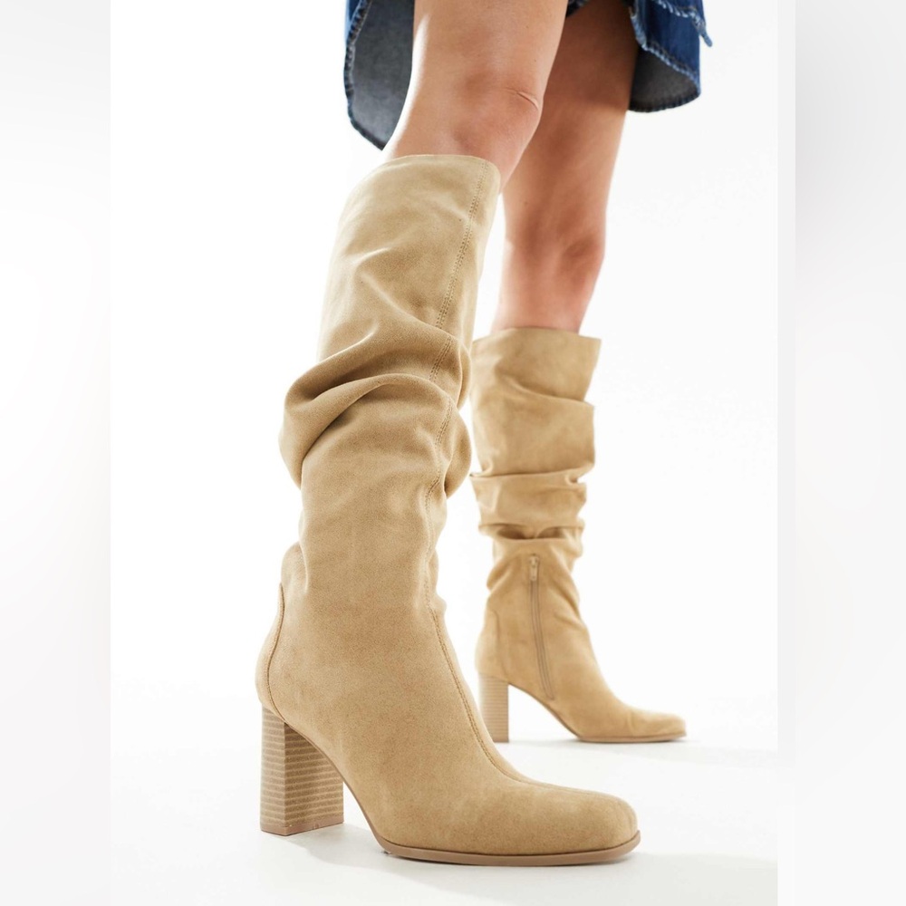 Slouchy tall tan boots